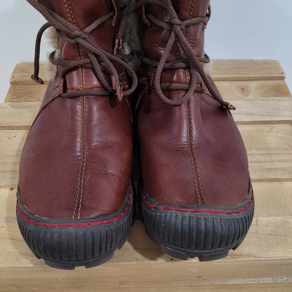 Earth Kalson Technology Brown Leather Upper Faux Fur-Lined Winter Boots